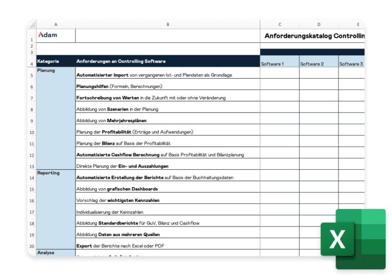 Controlling Programm Vorlage
